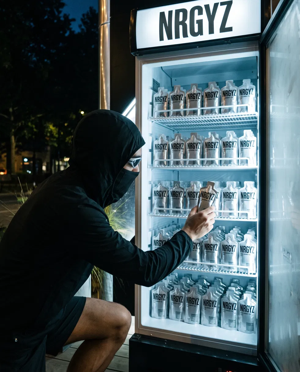 NRGYZ fridge filled with energy gels